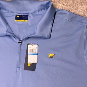 Jack Nicklaus Pullover Mens XL Blue Quarter Zip Long Sleeve Golden Bear‎ Logo